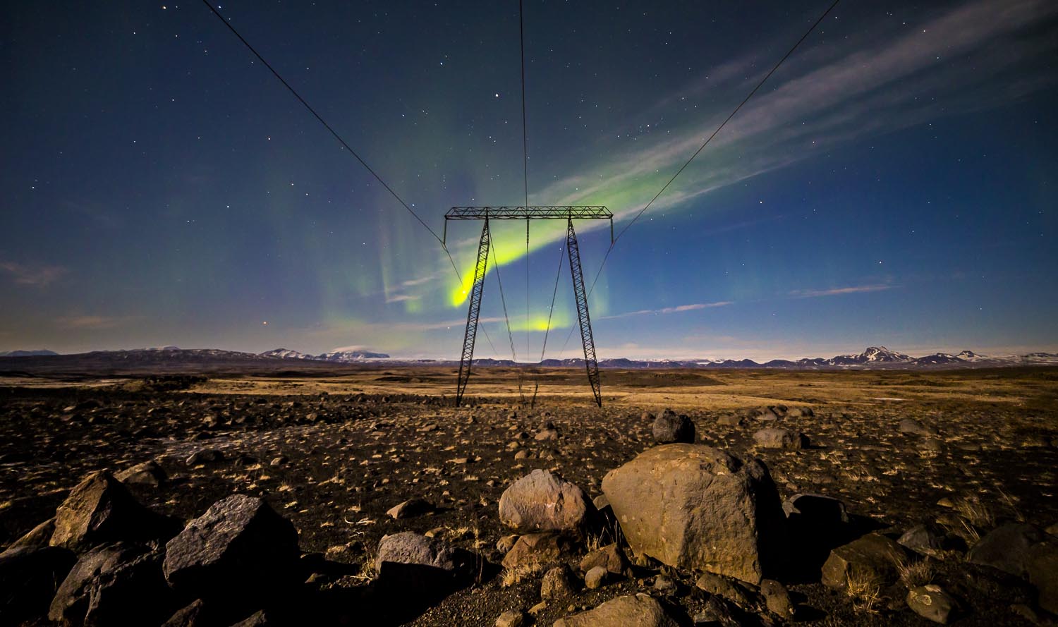 Northern lights flare up in central Iceland